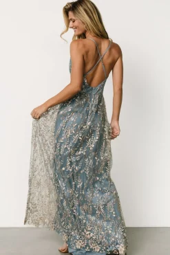 Baltic Born Anisa Shimmer Gown | Slate Blue + Rose Gold