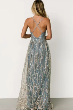 Baltic Born Anisa Shimmer Gown | Slate Blue + Rose Gold