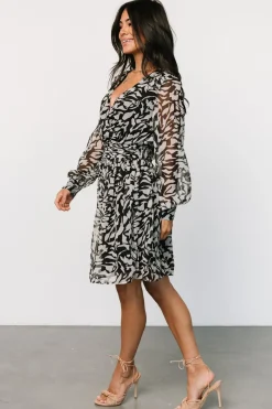 Baltic Born Anne Short Dress | Black Print