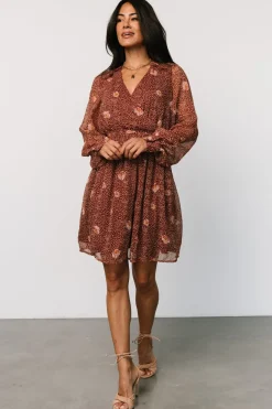 Baltic Born Anne Short Dress | Rust Print