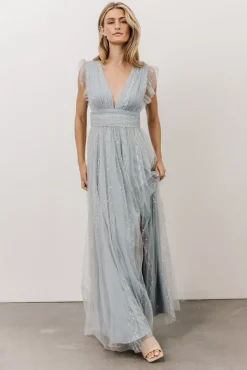 Baltic Born Annika Sequin Mesh Maxi Dress | Dusty Blue