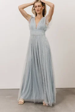 Baltic Born Annika Sequin Mesh Maxi Dress | Dusty Blue