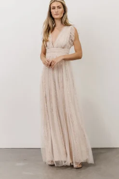 Baltic Born Annika Sequin Mesh Maxi Dress | Nude Blush