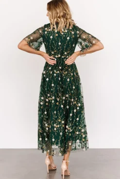 Baltic Born Arabella Embroidered Tulle Maxi Dress | Dark Green Floral