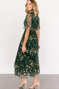 Baltic Born Arabella Embroidered Tulle Maxi Dress | Dark Green Floral