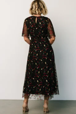 Baltic Born Arabella Embroidered Tulle Maxi Dress | Black + Red