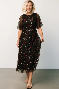 Baltic Born Arabella Embroidered Tulle Maxi Dress | Black + Red