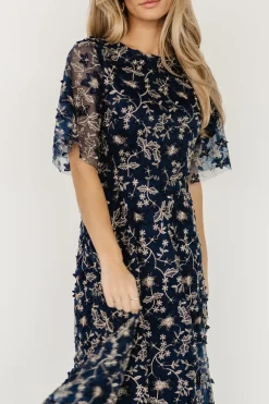Baltic Born Arabella Embroidered Tulle Maxi Dress | Navy + Gold