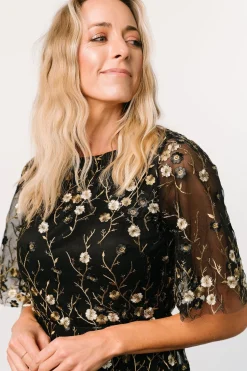 Baltic Born Arabella Embroidered Tulle Maxi Dress | Gold + Black