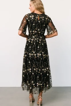 Baltic Born Arabella Embroidered Tulle Maxi Dress | Gold + Black