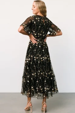 Baltic Born Arabella Embroidered Tulle Maxi Dress | Gold + Black