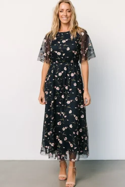 Baltic Born Arabella Embroidered Tulle Maxi Dress | Pink + Navy