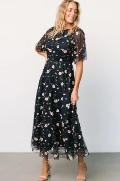 Baltic Born Arabella Embroidered Tulle Maxi Dress | Pink + Navy
