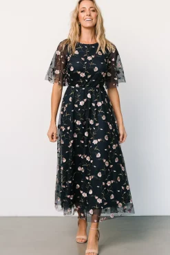 Baltic Born Arabella Embroidered Tulle Maxi Dress | Pink + Navy