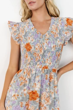 Baltic Born Arla Smocked Maxi Dress | Light Blue Floral