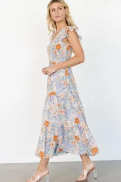 Baltic Born Arla Smocked Maxi Dress | Light Blue Floral