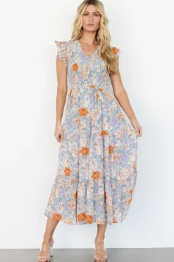 Baltic Born Arla Smocked Maxi Dress | Light Blue Floral