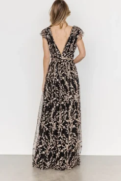 Baltic Born Arlene Shimmer Gown | Black + Rose Gold