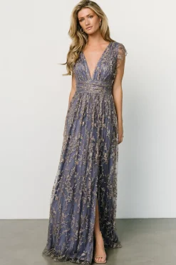 Baltic Born Arlene Shimmer Gown | Blue + Gold