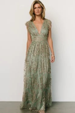 Baltic Born Arlene Shimmer Gown | Sage + Gold
