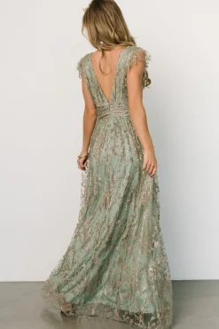 Baltic Born Arlene Shimmer Gown | Sage + Gold
