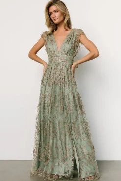 Baltic Born Arlene Shimmer Gown | Sage + Gold