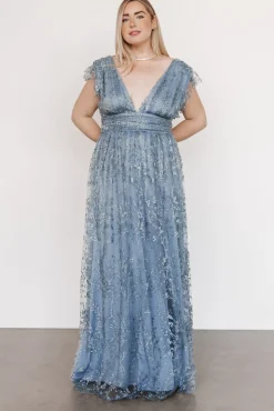 Baltic Born Arlene Shimmer Gown | Winter Blue