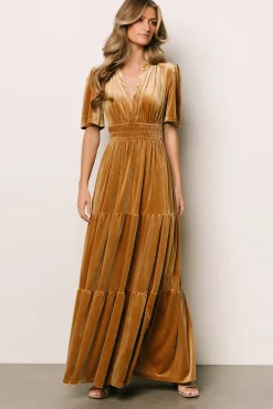 Baltic Born Artemis Velvet Maxi Dress | Dark Gold