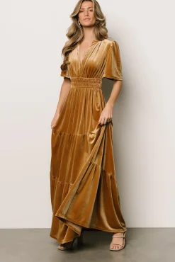 Baltic Born Artemis Velvet Maxi Dress | Dark Gold