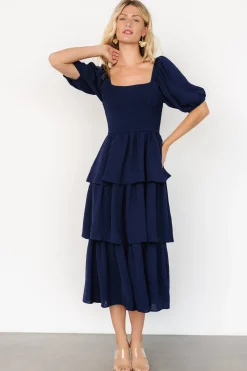 Baltic Born Ashbourne Tiered Dress | Midnight Blue