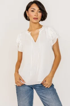 Baltic Born Asher Ruffle Sleeve Top | Off White