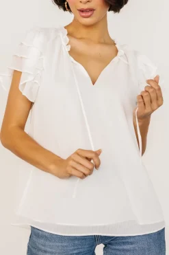 Baltic Born Asher Ruffle Sleeve Top | Off White