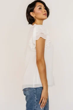 Baltic Born Asher Ruffle Sleeve Top | Off White