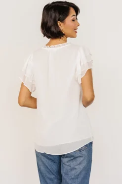 Baltic Born Asher Ruffle Sleeve Top | Off White