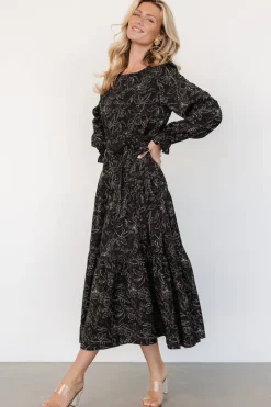 Baltic Born Ashlyn Long Sleeve Dress | Black Print