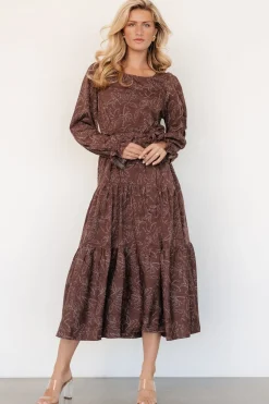 Baltic Born Ashlyn Long Sleeve Dress | Brown Print