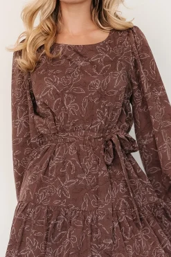 Baltic Born Ashlyn Long Sleeve Dress | Brown Print