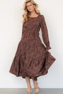 Baltic Born Ashlyn Long Sleeve Dress | Brown Print
