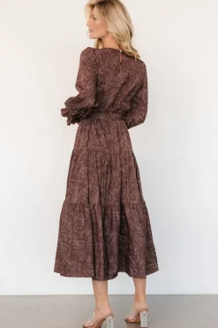 Baltic Born Ashlyn Long Sleeve Dress | Brown Print