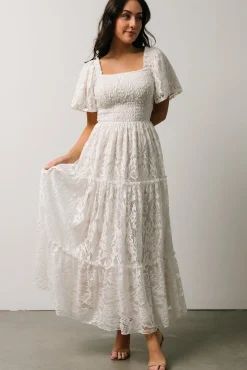 Baltic Born Aspen Smocked Lace Maxi Dress | Off White