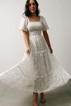 Baltic Born Aspen Smocked Lace Maxi Dress | Off White