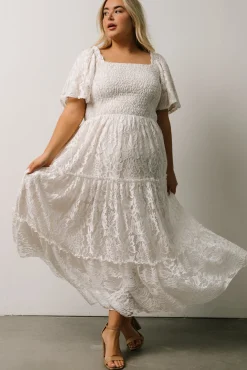 Baltic Born Aspen Smocked Lace Maxi Dress | Off White