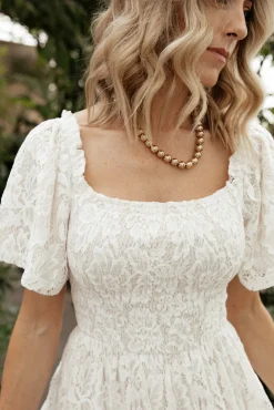 Baltic Born Aspen Smocked Lace Maxi Dress | Off White
