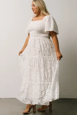 Baltic Born Aspen Smocked Lace Maxi Dress | Off White