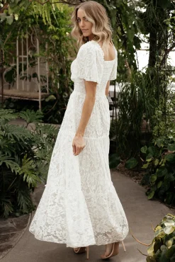 Baltic Born Aspen Smocked Lace Maxi Dress | Off White