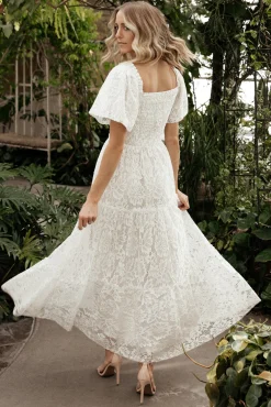 Baltic Born Aspen Smocked Lace Maxi Dress | Off White