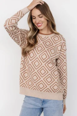 Baltic Born Asther Diamond Sweater | Oatmeal + Camel