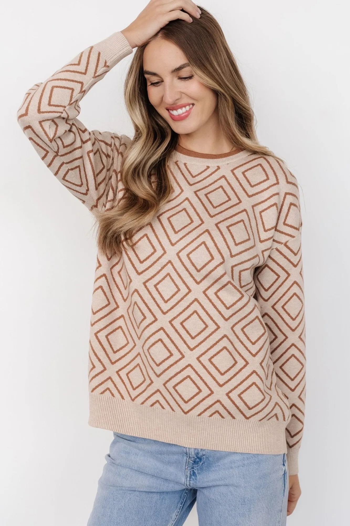Baltic Born Asther Diamond Sweater | Oatmeal + Camel