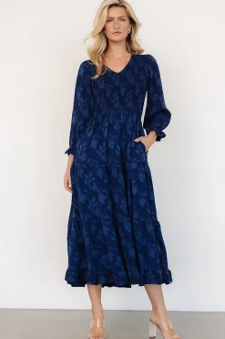Baltic Born Aubrey Smocked Midi Dress | Navy Floral
