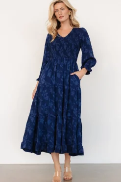 Baltic Born Aubrey Smocked Midi Dress | Navy Floral